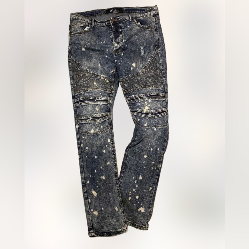 True luck double knee faded double knee stretch denim jeans mens 36/34